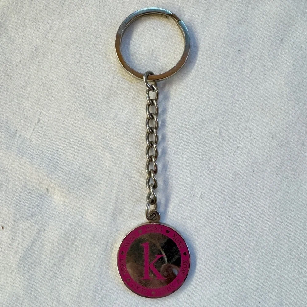 Pink and Silver K Keychain